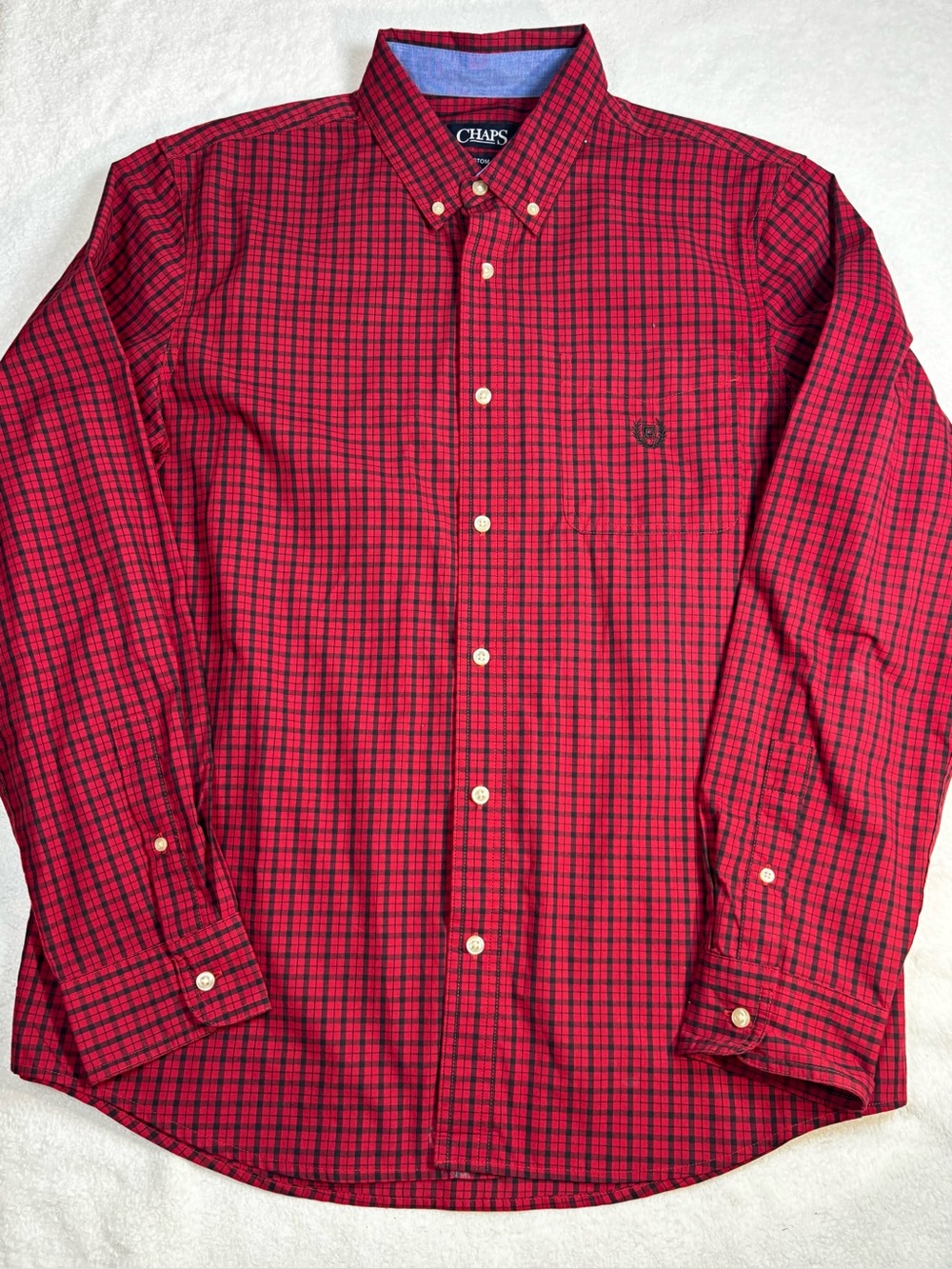 Chaps Men’s XL Custom Fit Long-Sleeve Button-Up Shirt  Red Plaid